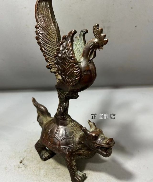 銅器 銅製 金鶏独立竜亀 置物 茶道具 装飾品 工芸品 美術品 置物 銅器 銅製 金鶏独立竜亀 置物 茶道具 装飾品 工芸品 美術品 置物