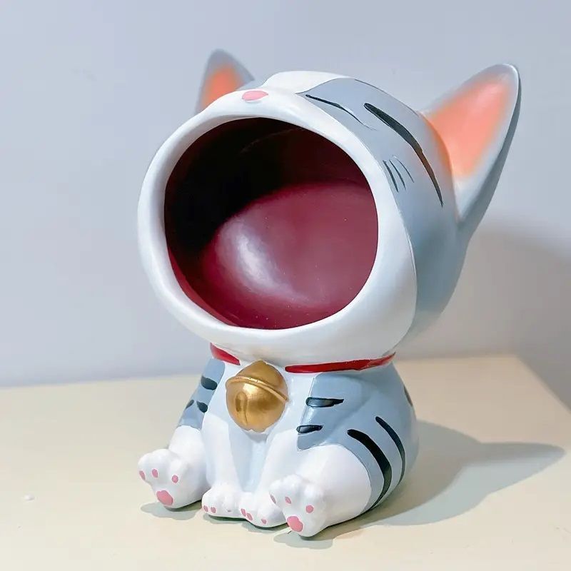 猫 ネコ cat 大きな口 グレー 小物トレイ トレイ プレート 贈り物