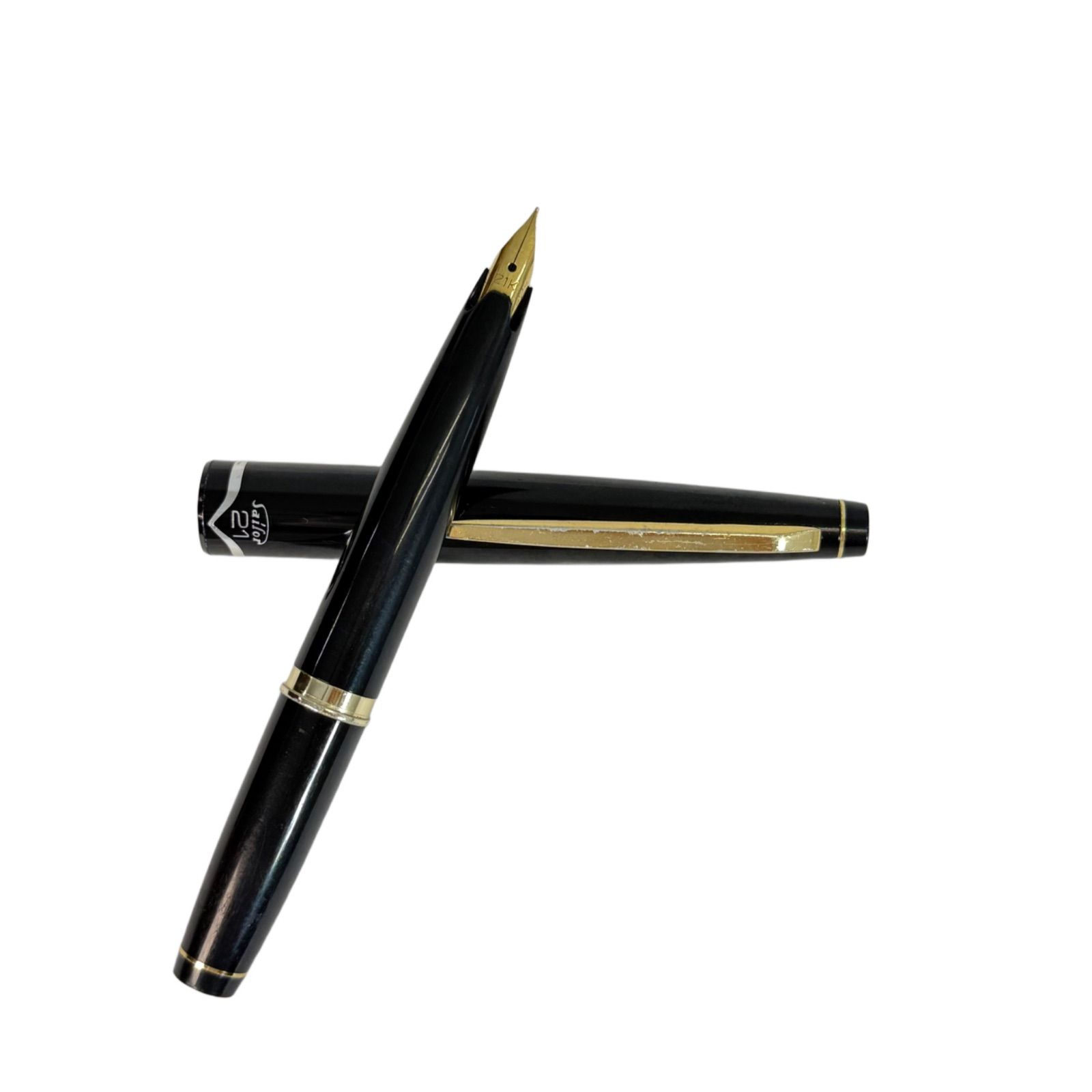 SAILOR セーラー 万年筆 21k ショート ブラック 黒色 ゴールド 金色 Au 21金 筆記用具 文房具