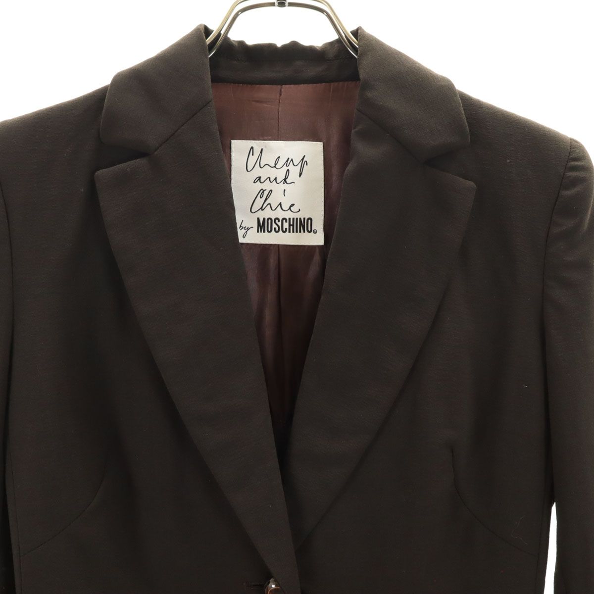 MOSCHINO - 古着 MOSCHINO モスキーノ ウールブレンド テーラードジャケット ブラウン CHEAP&CHIC レディース MOSCHINO モスキーノ ウールブレンド テーラードジャケット