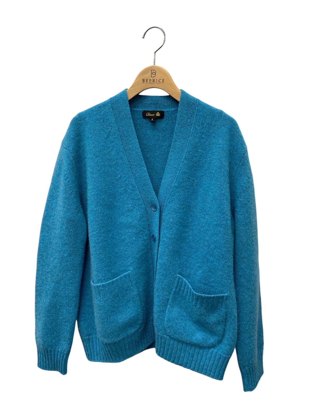 美品♪定価10.5万 ドゥロワー 7GカシミヤVネックカーディガンカシミヤ100 ドゥロワー 7GカシミヤVネックカーディガン 6515-106-0444 2 ブルー