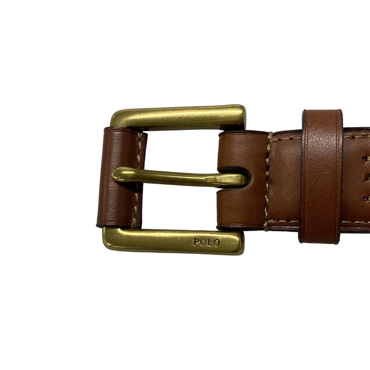 ラルフローレン レザーベルト ゴールド 金 POLObyRalphLauren(ポロラルフローレン) ベルト 34 85