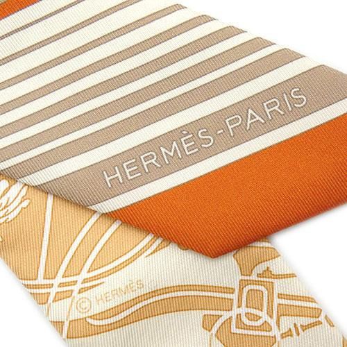 HERMES ツイリー EX-Libris 馬車柄 ベージュ-