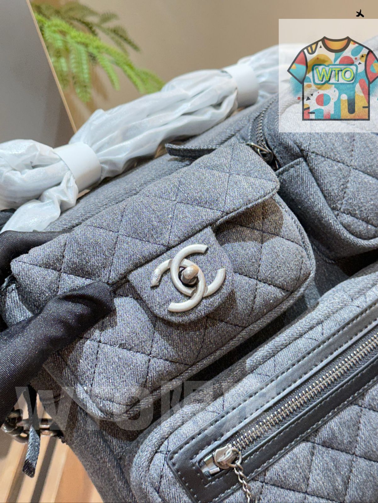 シャネル　デニム　ヴィンテージ CHANEL ヴィンテージ シャネル デニム チェーン ウォレット
