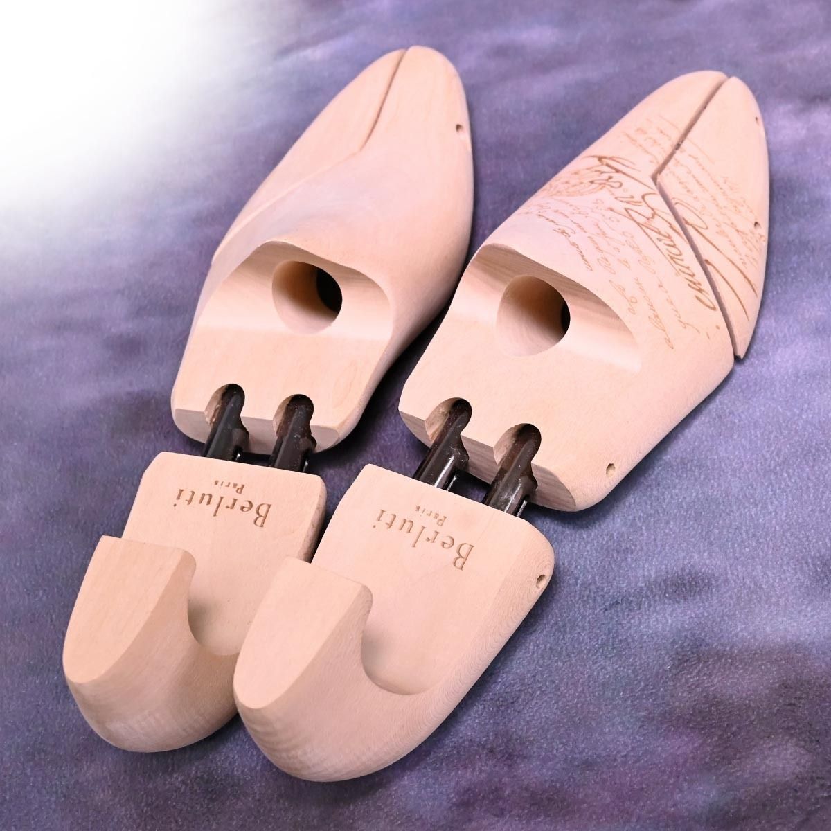 本物 新品 ベルルッティ 極希少 スクリット彫刻 木製ウッドシュー 