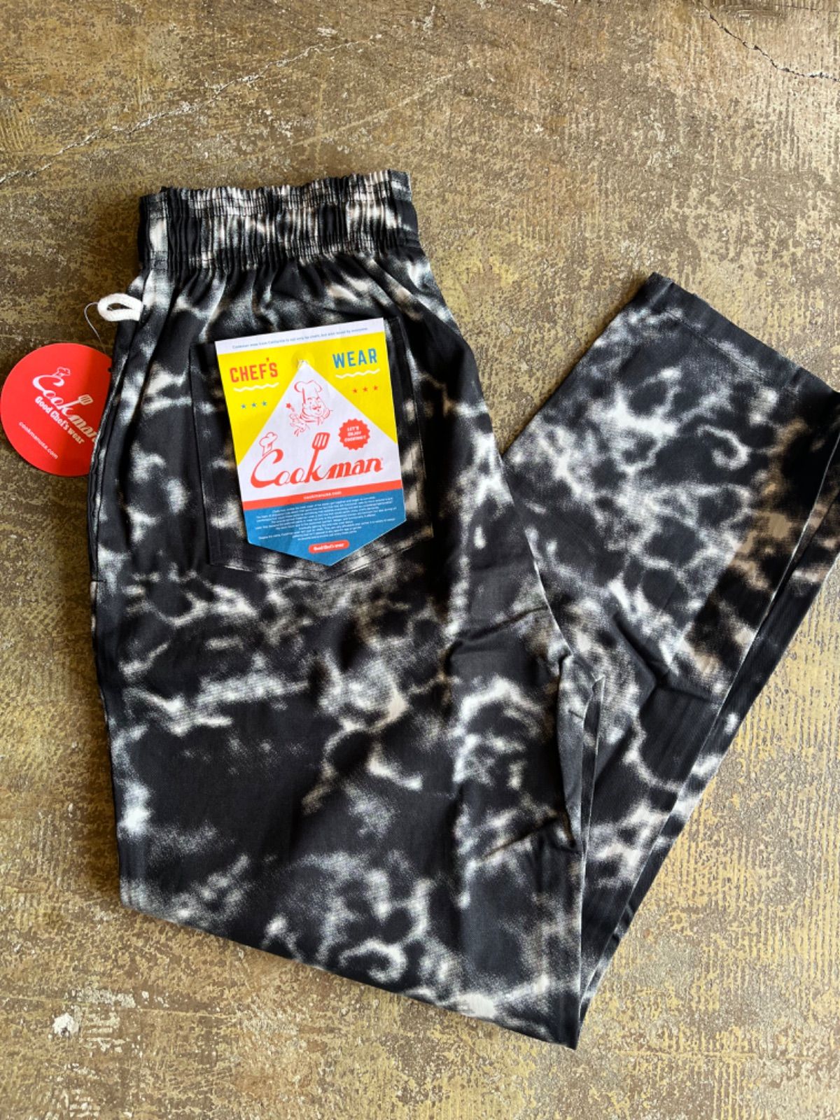 クックマンCOOKMAN CHEF PANTS 新品MARBLE マーブルBLACKブラック