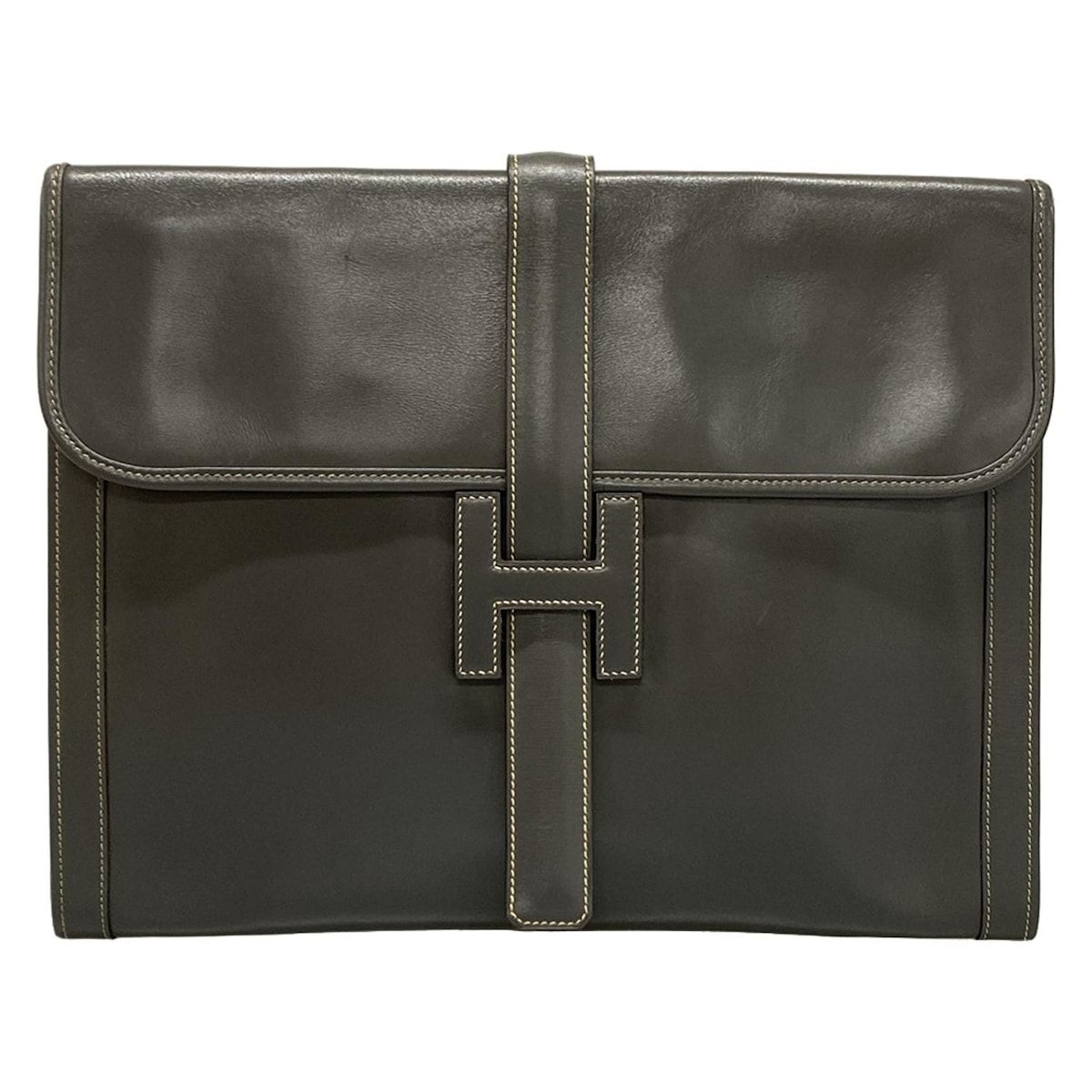 HERMES エルメス クラッチバッグ ジジェGM ダークグレー