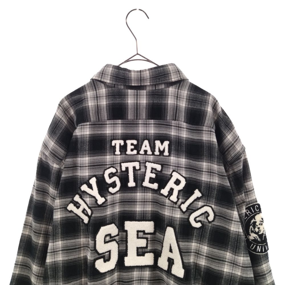 WIND AND SEA (ウィンダンシー) ×Hysteric Glamour 3rd CHECK SHIRT ヒステリックグラマーコラボ  ロゴワッペン 長袖チェックシャツ ブラック/グレー WDS-HYS-3-04 - メルカリ