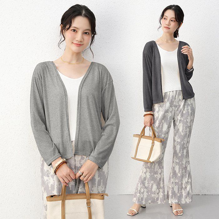 カーディガン 薄手 ショート丈 レディース UVカット シアー