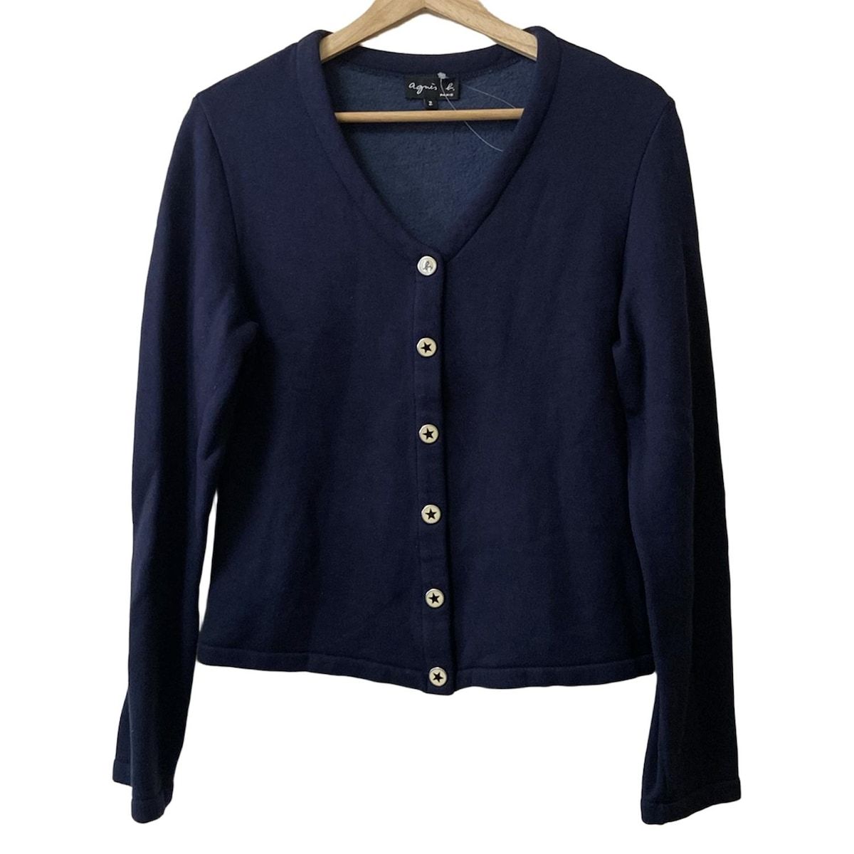 agnes b アニエスベー カーディガン サイズ2 M レディース - ダークネイビー 長袖|カシミヤ混