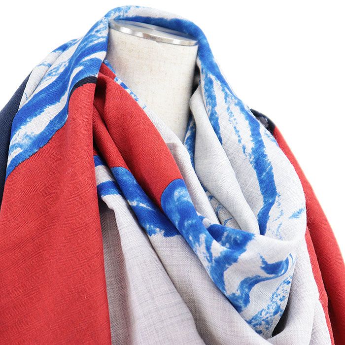 HERMES エルメス カレジェアン140 スカーフ CHEVAUX AU PRE 草原の馬 馬モチーフ カシミヤ × シルク 属 メンズ レディース ユニセックス マルチカラー フランス製