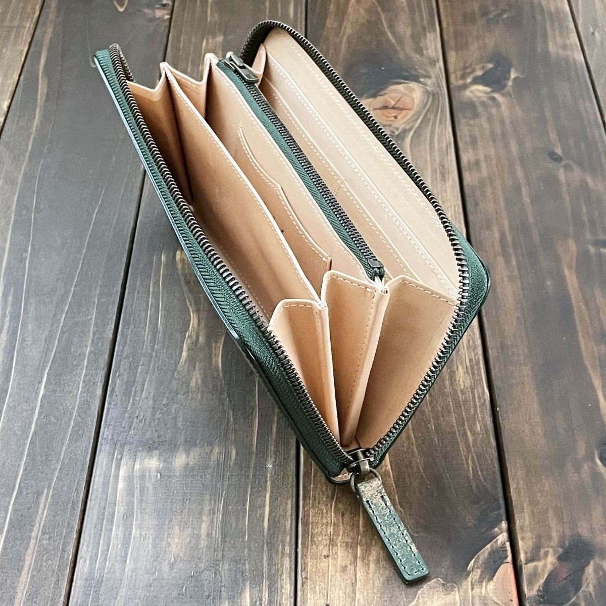 シェルコードバン ロカド 二つ折り 長財布 小銭入れ 馬革 ダークグリーン