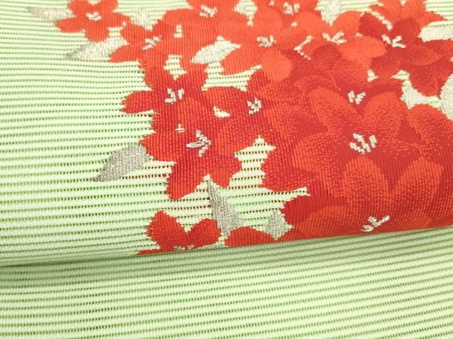 平和屋着物＊夏物 絽綴れ 八寸名古屋帯 草花文 銀糸 DAAX5917cm