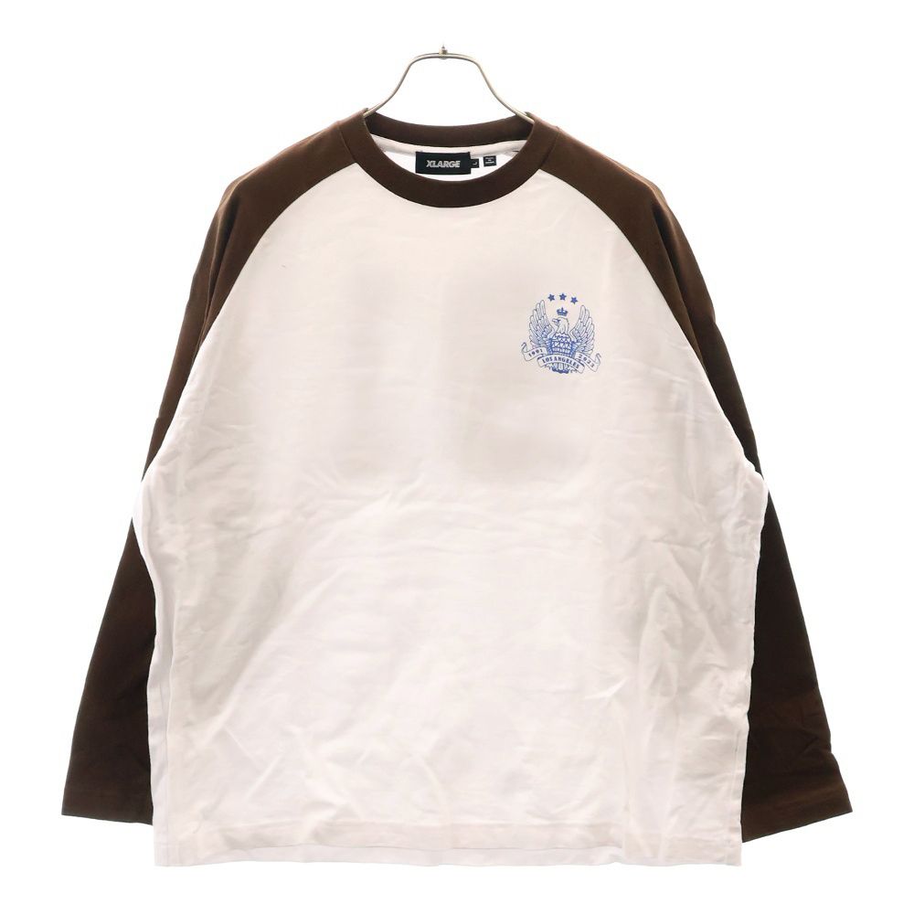 X-LARGE (エクストララージ) EAGLE EMBLEM RAGLAN L/S TEE イーグルエンブレム 長袖ラグランTシャツ カットソー ホワイト/ブラウン 101232011040
