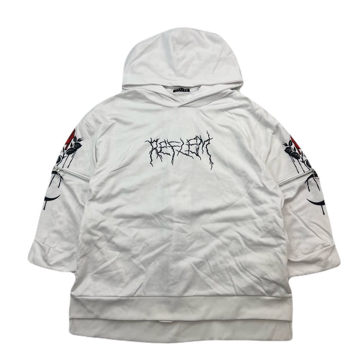 レフレム スウェット パーカー ロング 背編み デザイン レディース フリー ホワイト ゴスロリ ストリート 古着 REFLEM S 4223