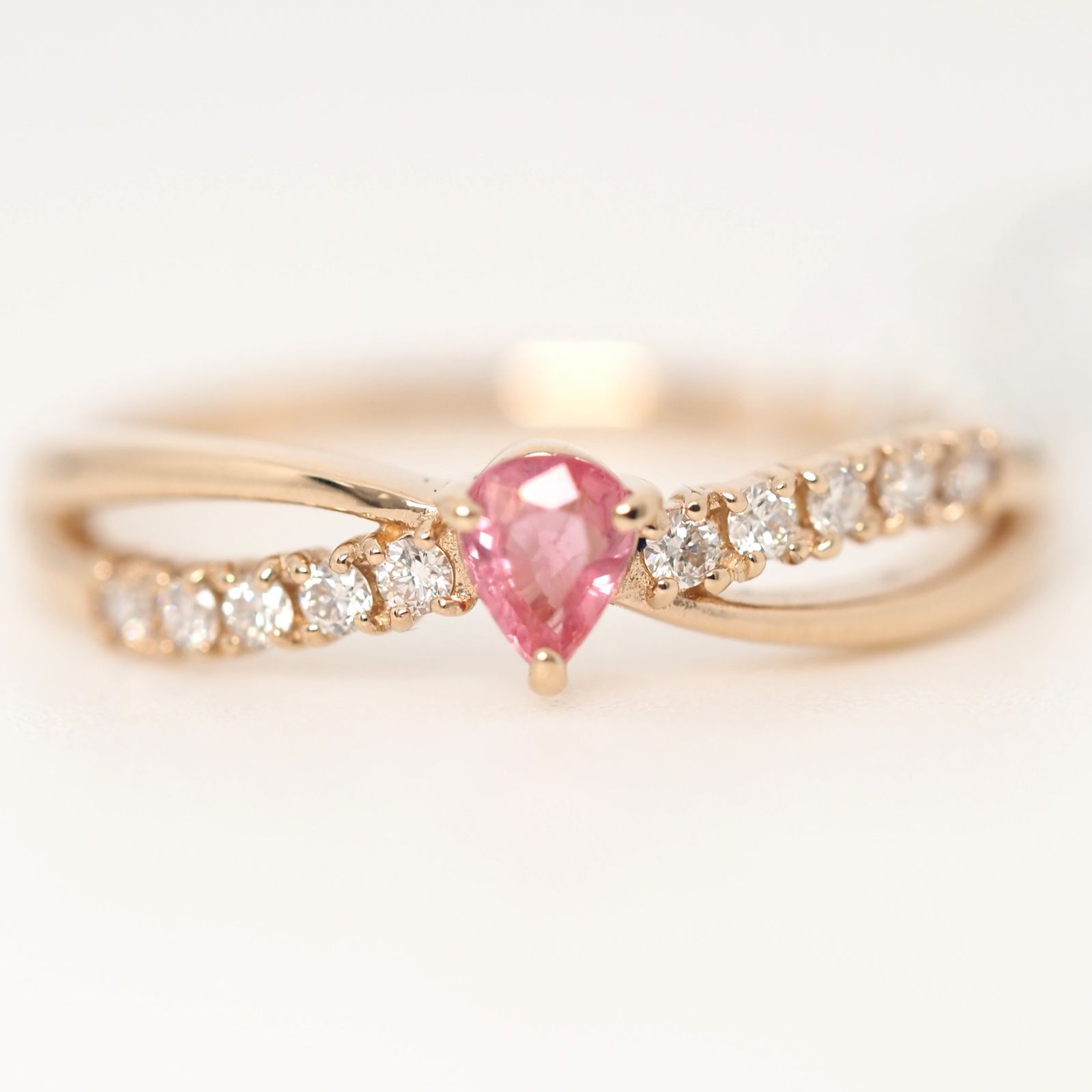 パパラチアサファイア 0.2ct D0.12ct リング k18pg - メルカリ