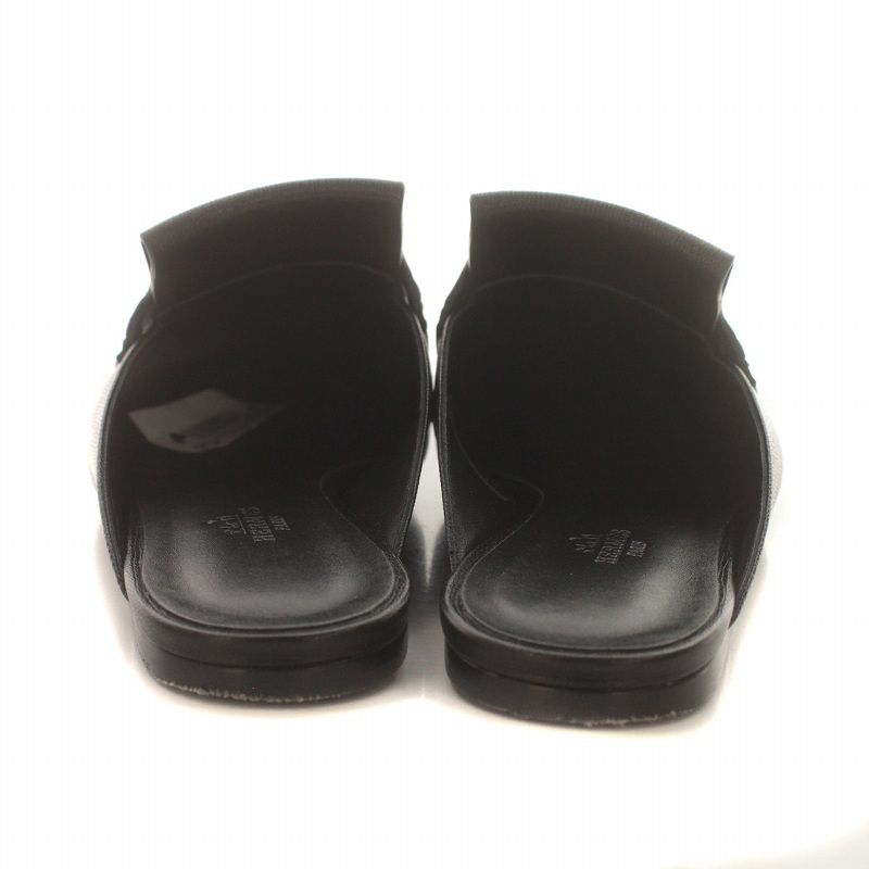 エルメス HERMES エロージュ ミュール サンダル レザー 39 24.5cm 黒  