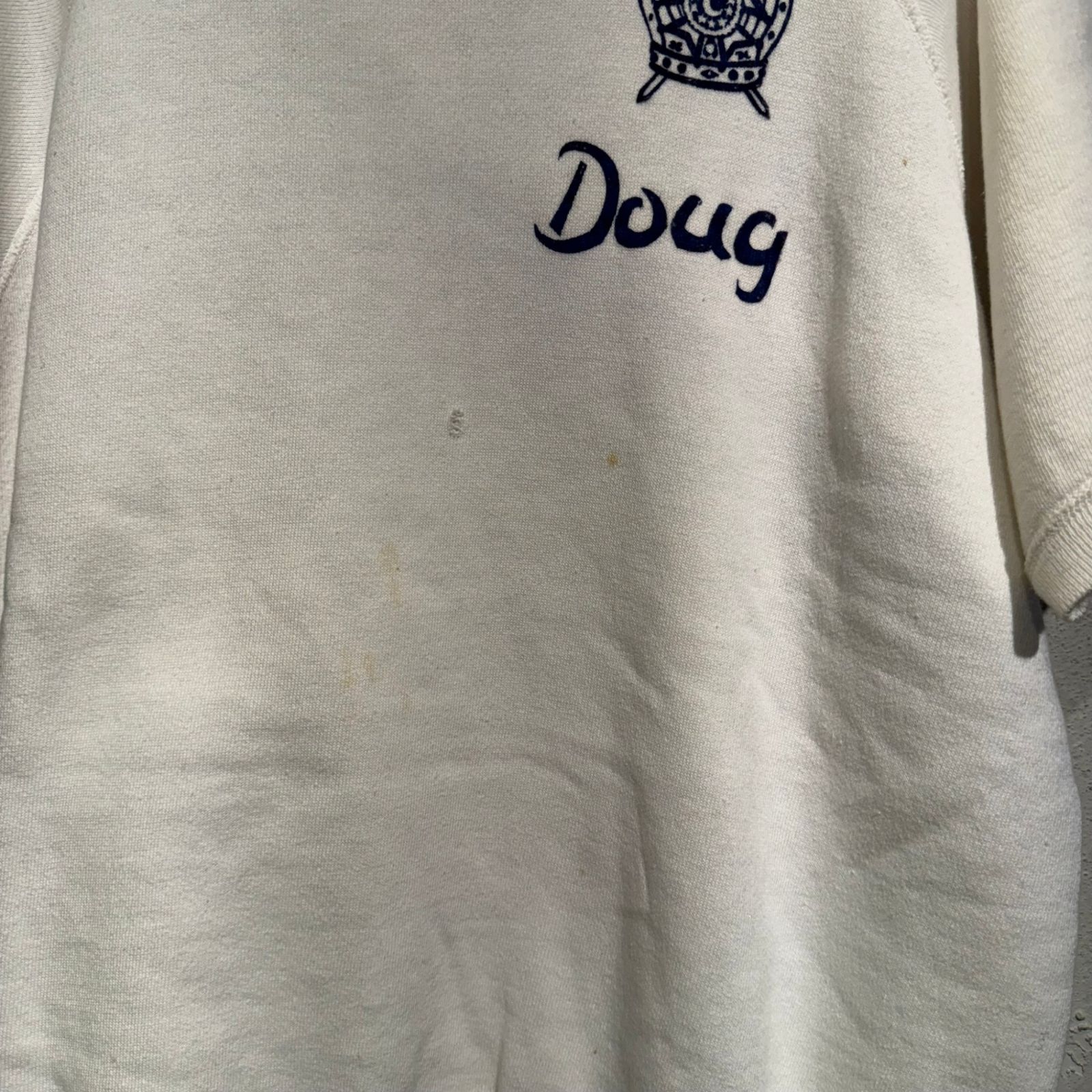 Vintage 50-60s フロッキープリント SSスウェット レディース ホワイト ー NICORILABO_COM