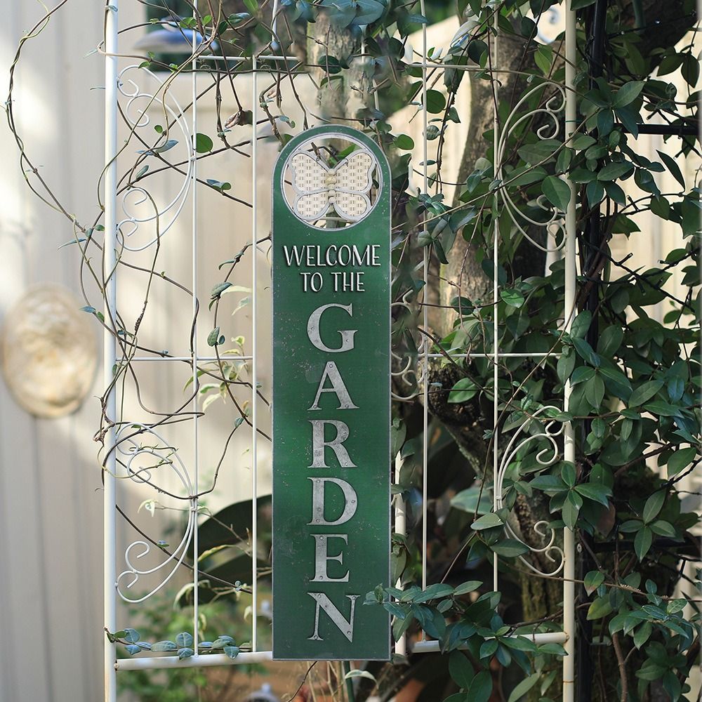 グリーン GARDEN ガーデン ガーデンインテリア おしゃれ シャビーシック ガーデン雑貨 蝶 看板 8-14 お洒落 庭 雑貨 庭の装飾 インテリア ガーデンオブジェ ガーデンサイン シャビー加工 エレガント ガーデニング ヴィンテージ調