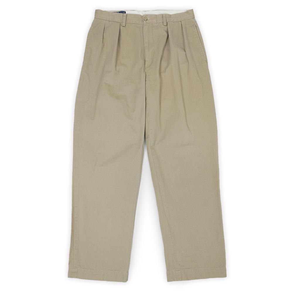 ポロラルフローレン POLO RALPH LAUREN 90s 90年代 2タック チノトラウザー ANDREW PANT アンドリューパンツ CHINO 定番 USA ヴィンテージ 古着 メンズ ベージュ W33 L32