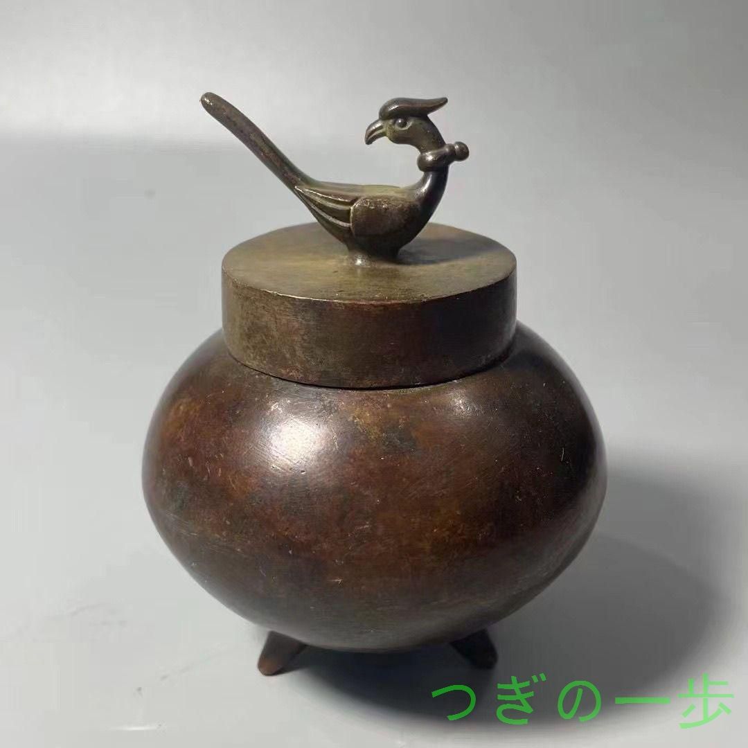 三本足  鳳蓋茶筒  茶道具  工芸品 美術品 置物 三本足 鳳蓋茶筒 茶道具 香道具 工芸品 美術品 置物 - メルカリ