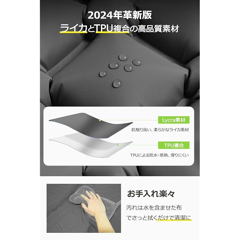 エアーマット キャンプ 2025新開発＆25秒膨らむ 収納袋 日本語