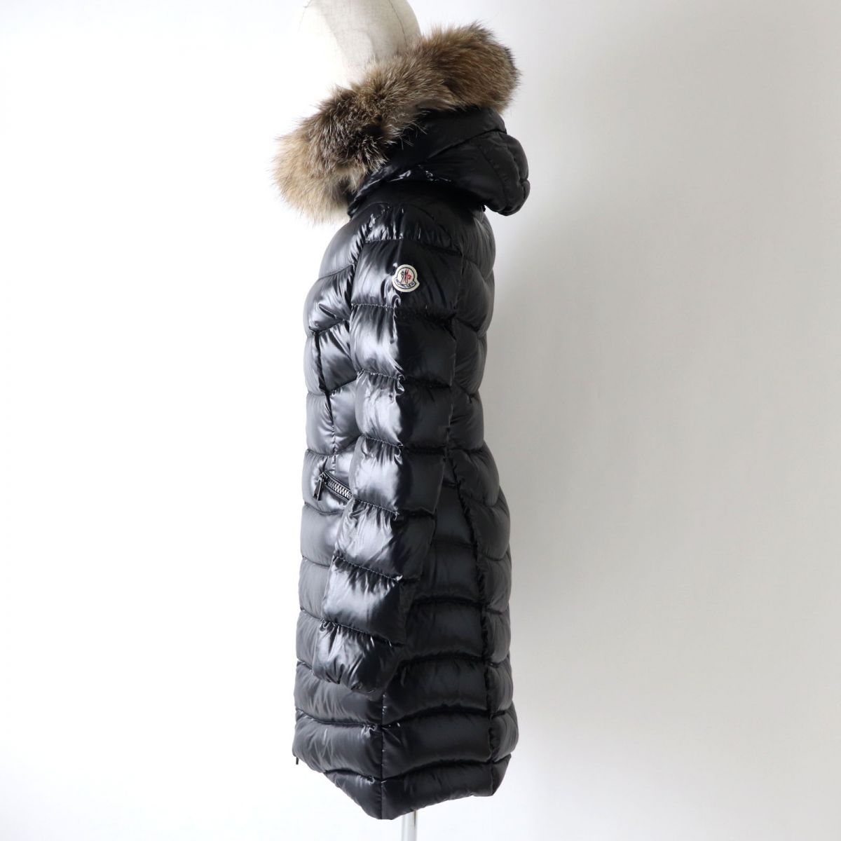 美品◎正規品 MONCLER モンクレール APHIA アフィア レディース ブルーフロストフォックスファー・フード付き ロングダウンコート 黒 0