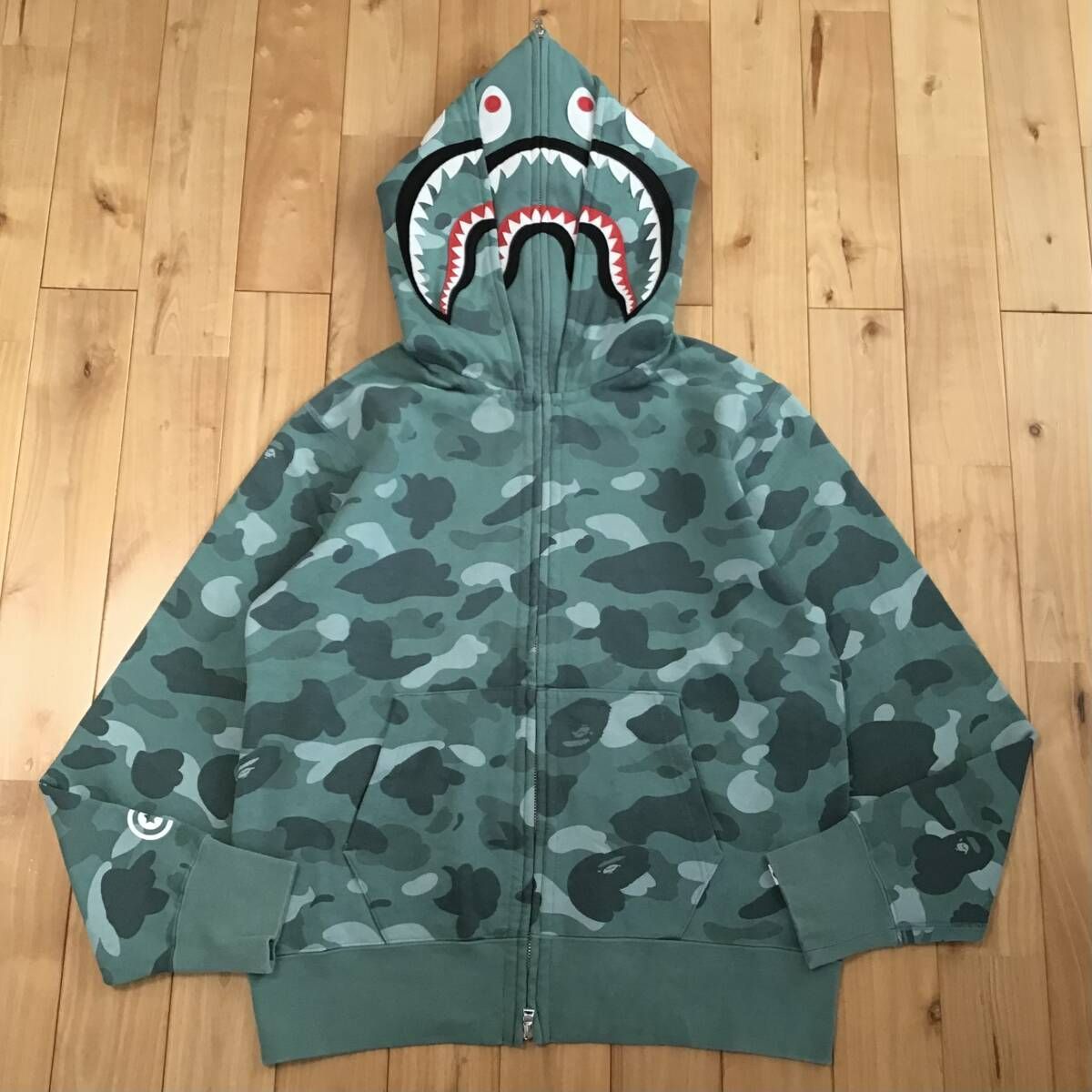 Color camo green ダブル シャーク パーカー Mサイズ Double
