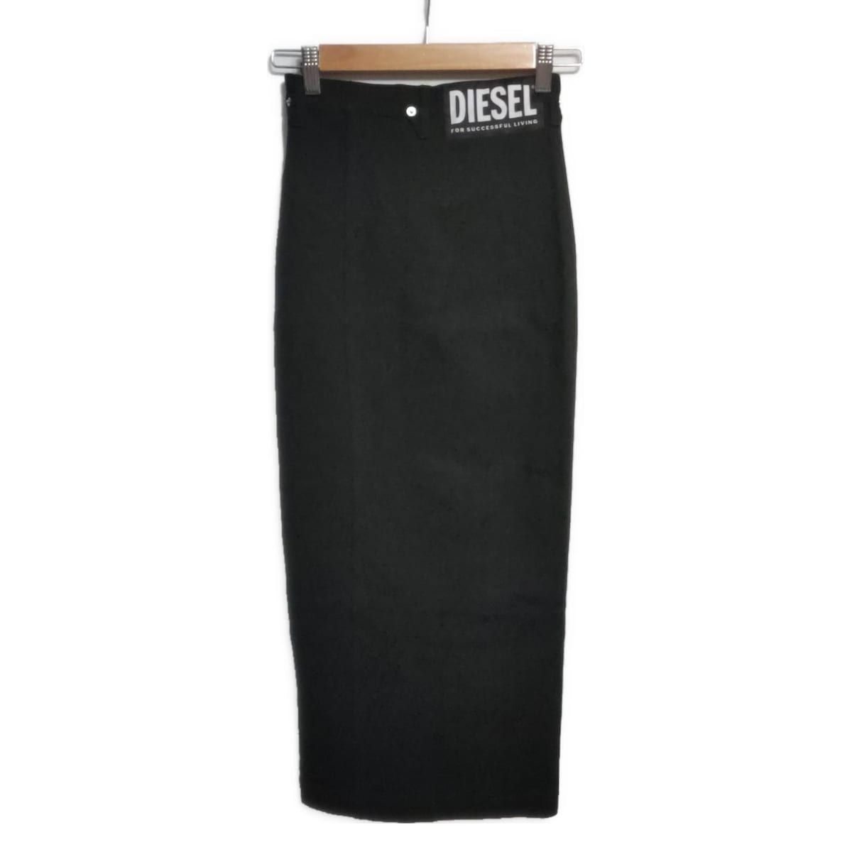 DIESEL ディーゼル ロングスカート サイズ23 レディース - 黒 ジップアップ