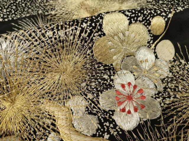 平和屋本店■極上　総刺繍　訪問着　枝松梅文　暈し染め　金糸　正絹　逸品　KAAA1766kk5 平和屋着物○豪華振袖 総刺繍 枝梅 黒地 金銀糸 正絹 逸品 AAAT2276ck