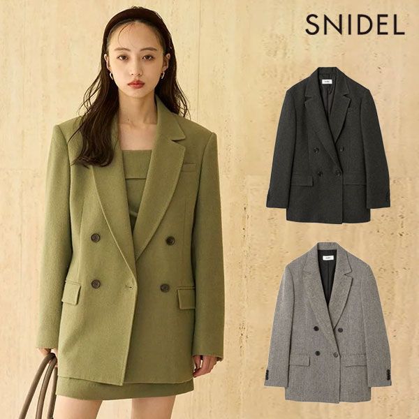 10%OFF スナイデル SNIDEL アウター 25秋冬 オーバーサイズウールジャケット ミドル丈 長袖 セットアップ swfo254178 swfj254160