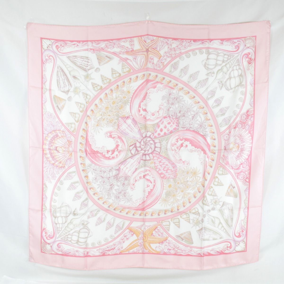 エルメス カレ 90 Parures Oceanes スカーフ シルク ピンク