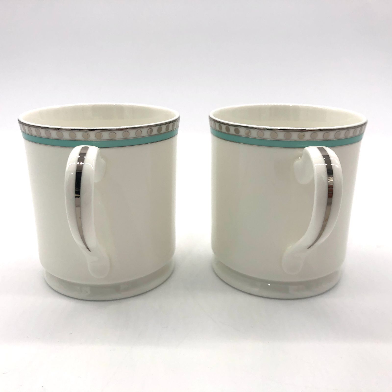 ▽【未使用品】ティファニー プラチナブルーバンドマグ ペア