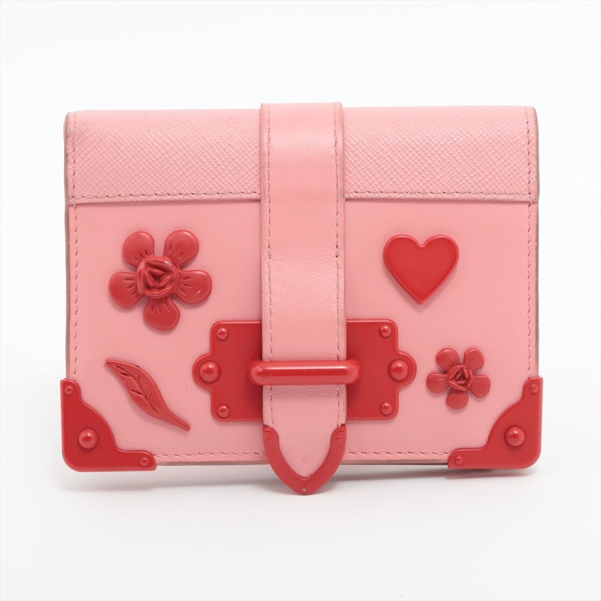 極美品・レア品】プラダ 二つ折り財布 カイエ ピンク ハート レザー  