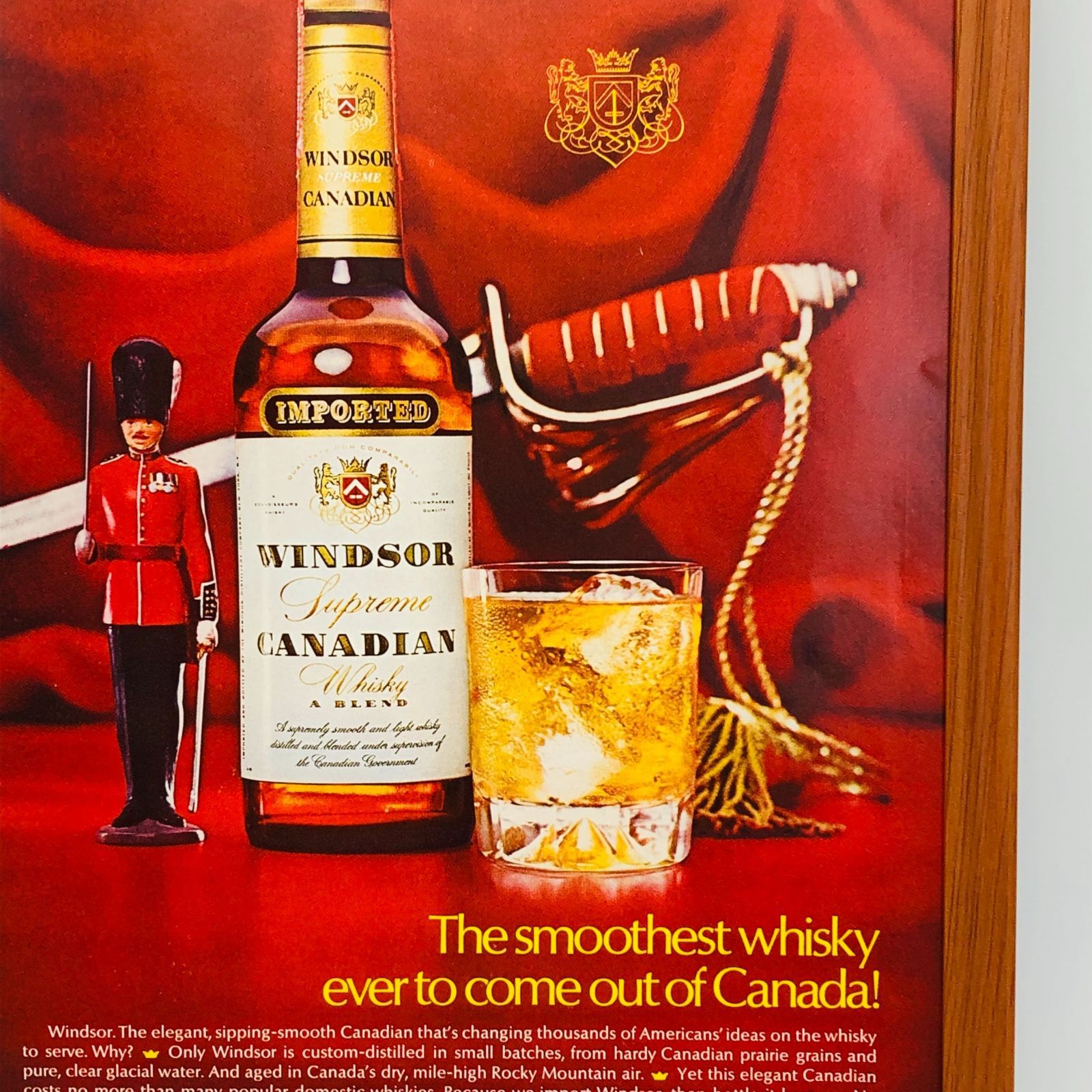 ビンテージ 広告　ポスター　『 ウィンザー ウイスキー 　(Windsor) 』 1960's　額付　※当時物　オリジナル アメリカ 輸入雑貨　 ヴィンテージ　雑誌　アドバタイジング 　アートフレーム　 　( AZ2068 )