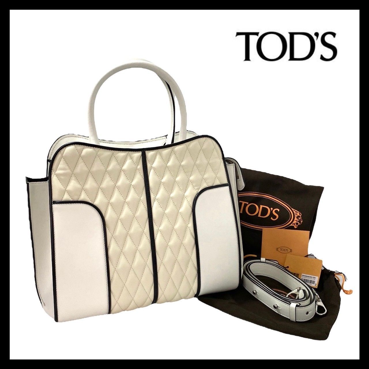 TOD'S】SELLA /セラ 2Way バッグ レザー ホワイト/白 TOD'S】SELLA /セラ 2Way バッグ レザー ホワイト/白