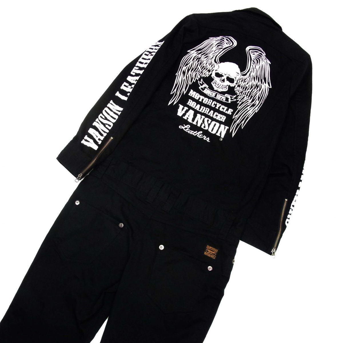 美品◇vanson バンソン 長袖 つなぎ スカルウイング