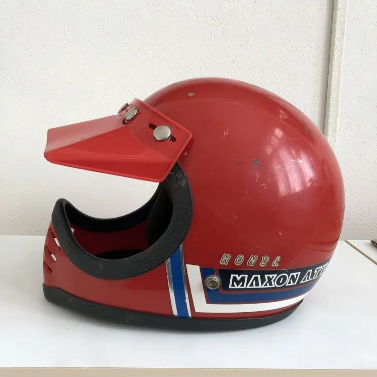 80s MAXON ATV 赤 ビンテージヘルメット 純正バイザー付き ★ 80年代 マクソン GRANT グリフィン BELL MINI MOTO ミニモト VMX モトクロス griffin ヴィンテージ ヘルメット レッド キッズシェル! 80s GRIFFIN