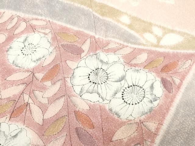 訪問着　フルセット　着物　染色作家　草野一騎　落款　正絹　袷　L G15 訪問着 身丈161cm 裄丈65cm M 袷 草野一騎 落款 秋草 牡丹 ぼかし