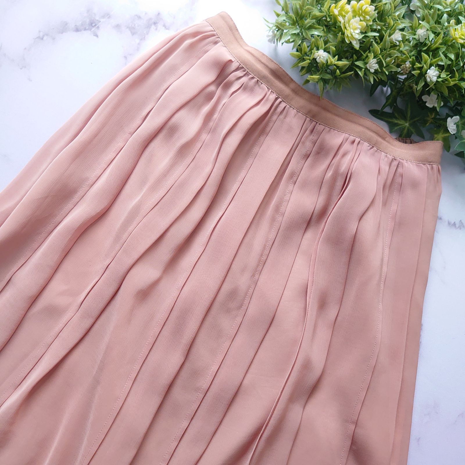 近年 モラビト プリーツスカート ロング フ ウエストゴム ピンク 38