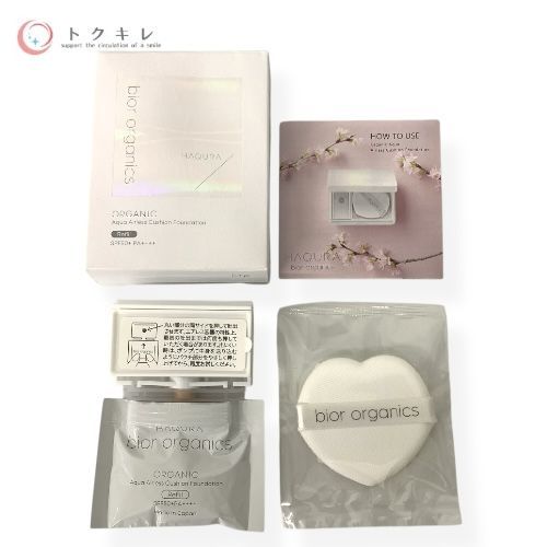 【トクキレ】bior organics オーガニックアクア エアレスクッション ハクラビオール ファンデーション リフィルu0026パフ 15g #007H ミディアムH SPF50+ PA++++ 定価4950円(税込) 未使用 ネコポス発送