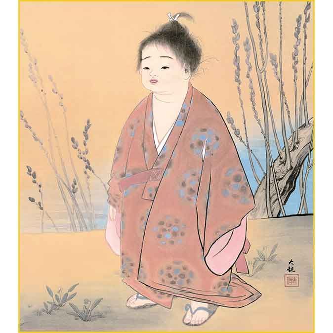 横山大観「無我（むが） 」名画 複製色紙額 特殊工芸画 額入り