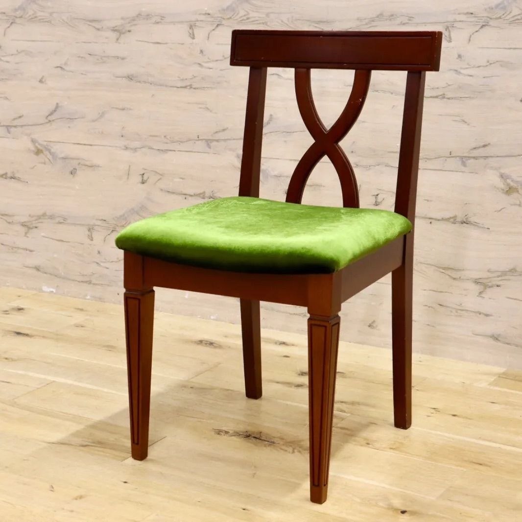 GMIH246○東海家具 | TOKAI KAGU Kent Chair ケントチェア ダイニングチェア ドレッサー ヴィンテージ アンティーク モケットグリーン