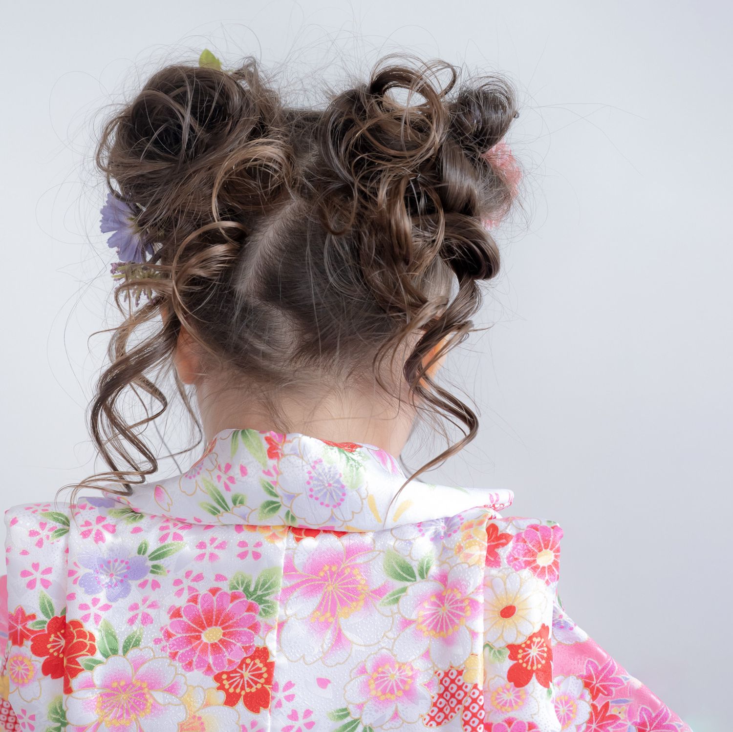 七五三3歳/7歳髪飾りピンク/白/ベージュP】七五三に人気の髪型おだんご