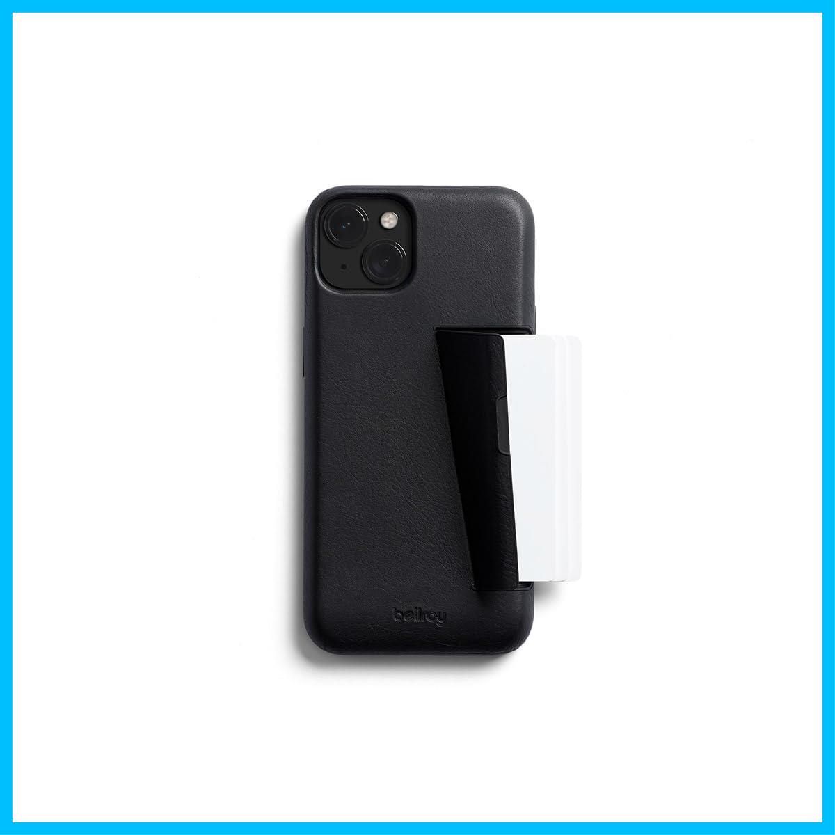 人気商品 Case Phone 3 Card iPhone 15 Plus用 Bellroy レザーのiPhoneケース スマホウォレット - Black
