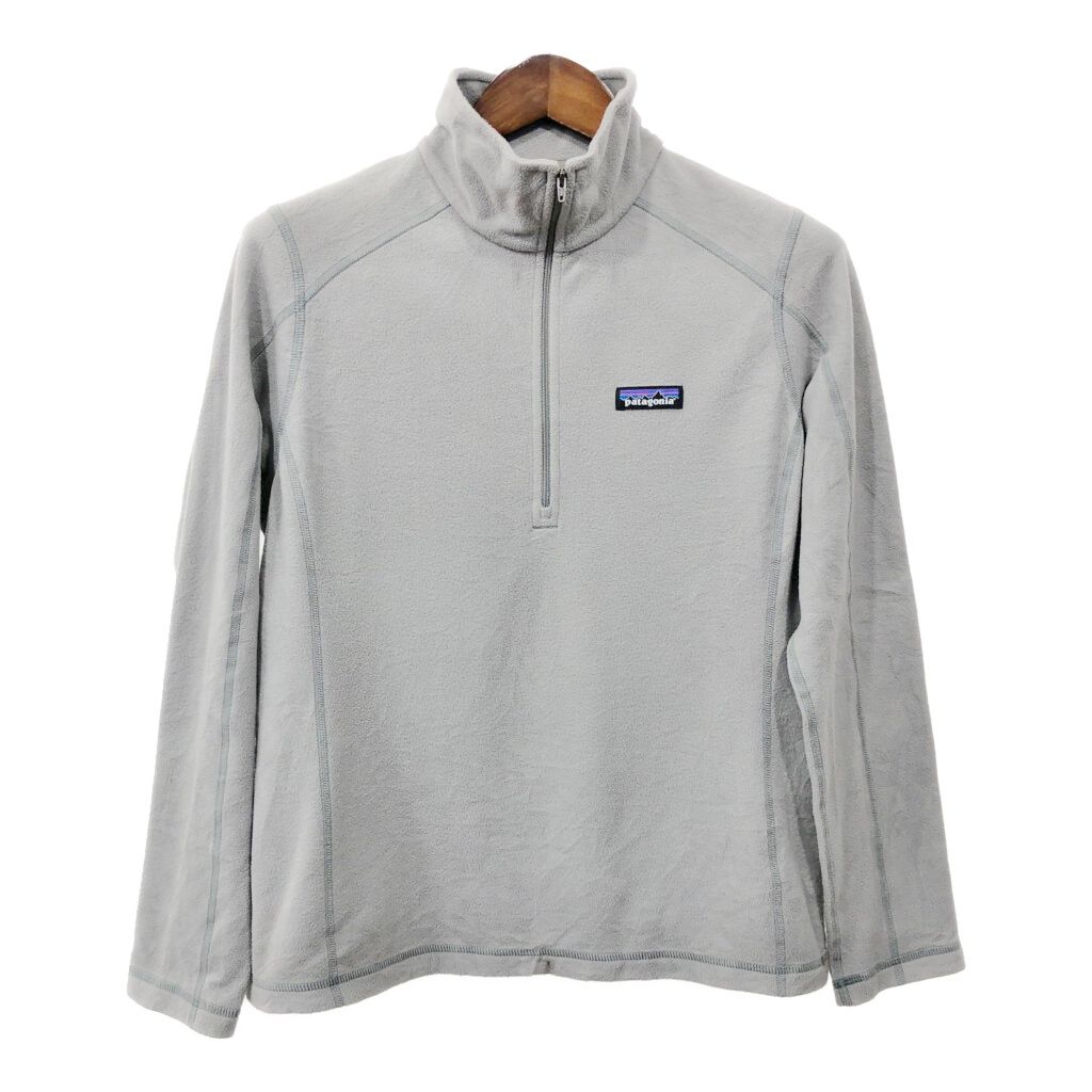 patagonia パタゴニア マイクロD ハーフジップ フリースジャケット アウトドア グレー (レディース M) 中古 古着 Q9760