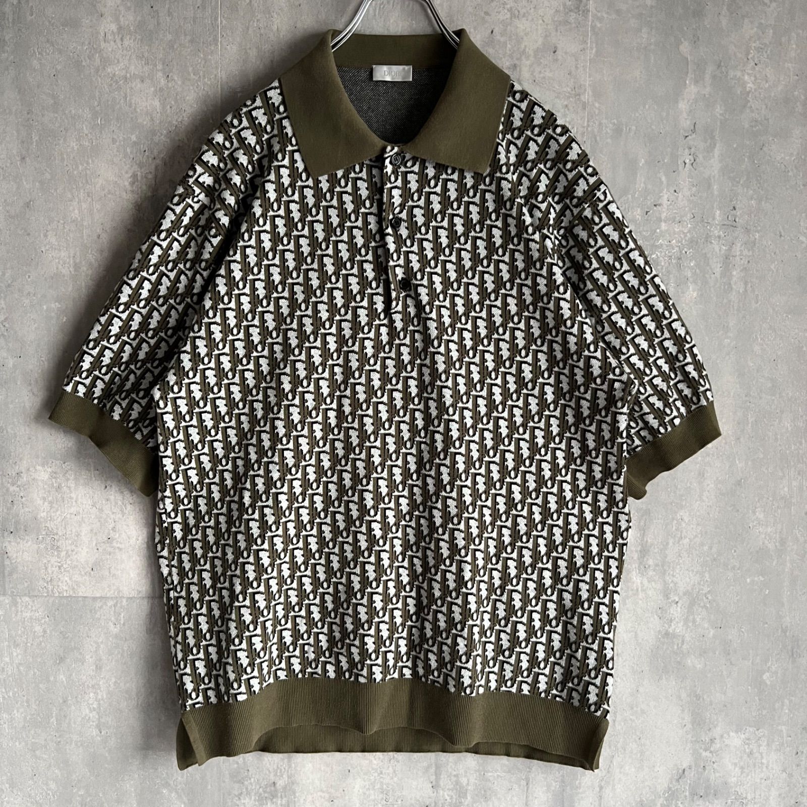 Dior HOMME ディオールオム クリスチャンディオール オブリーク コットンジャガード 総柄 76307 313J696C0554 イタリア製 オリーブ Lサイズ