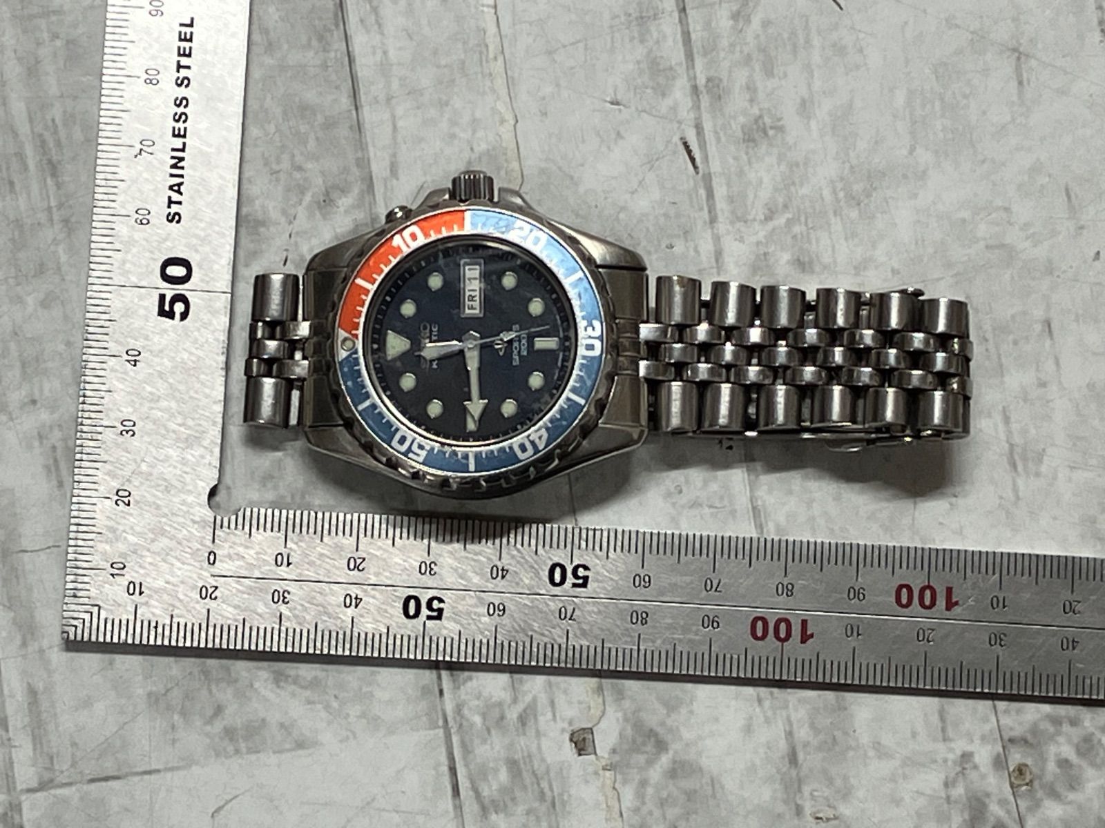 時計 SEIKO KINETIC SPORTS 200 5M43-0A40 Rare Vintage Seiko 5M43-0A40 Pepsi Bezel Kinetic Sports