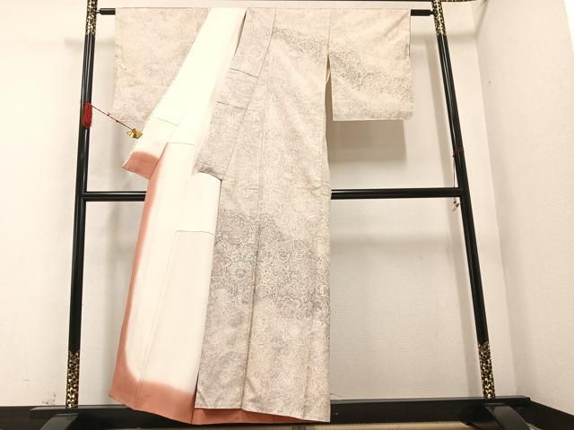 平和屋着物○訪問着 紬地 手描き 更紗文様 正絹 逸品 未使用 AABA8939ph