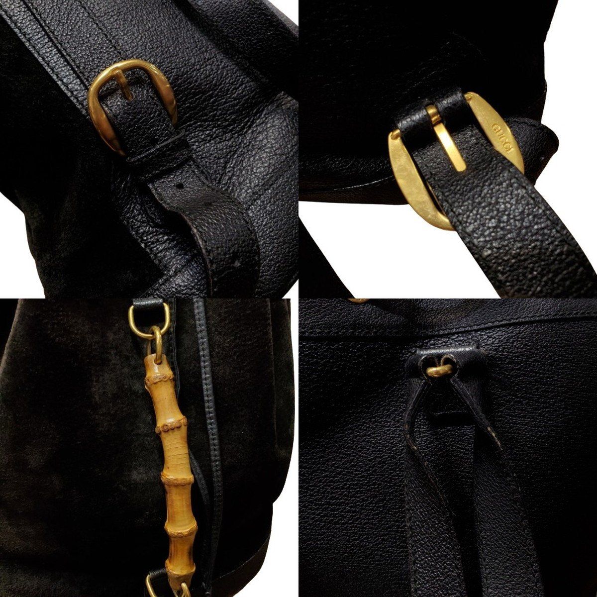 GUCCI グッチ スエード レザー バンブー 003.2855 巾着リュックサック